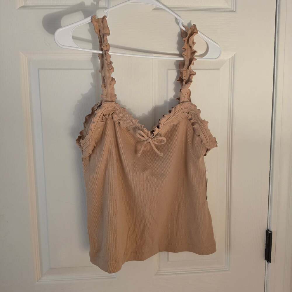 NWT Maeve Ruffle Tank Top in Tan Size XL
